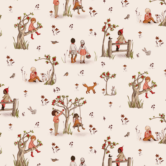 Autumn Apple Orchard Organic Cotton Fabric