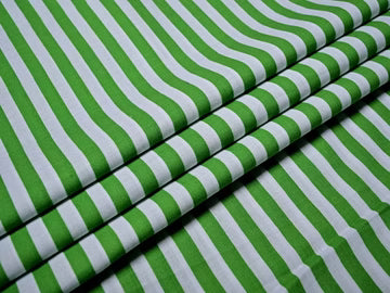 Green & White Thin Stripe Cotton