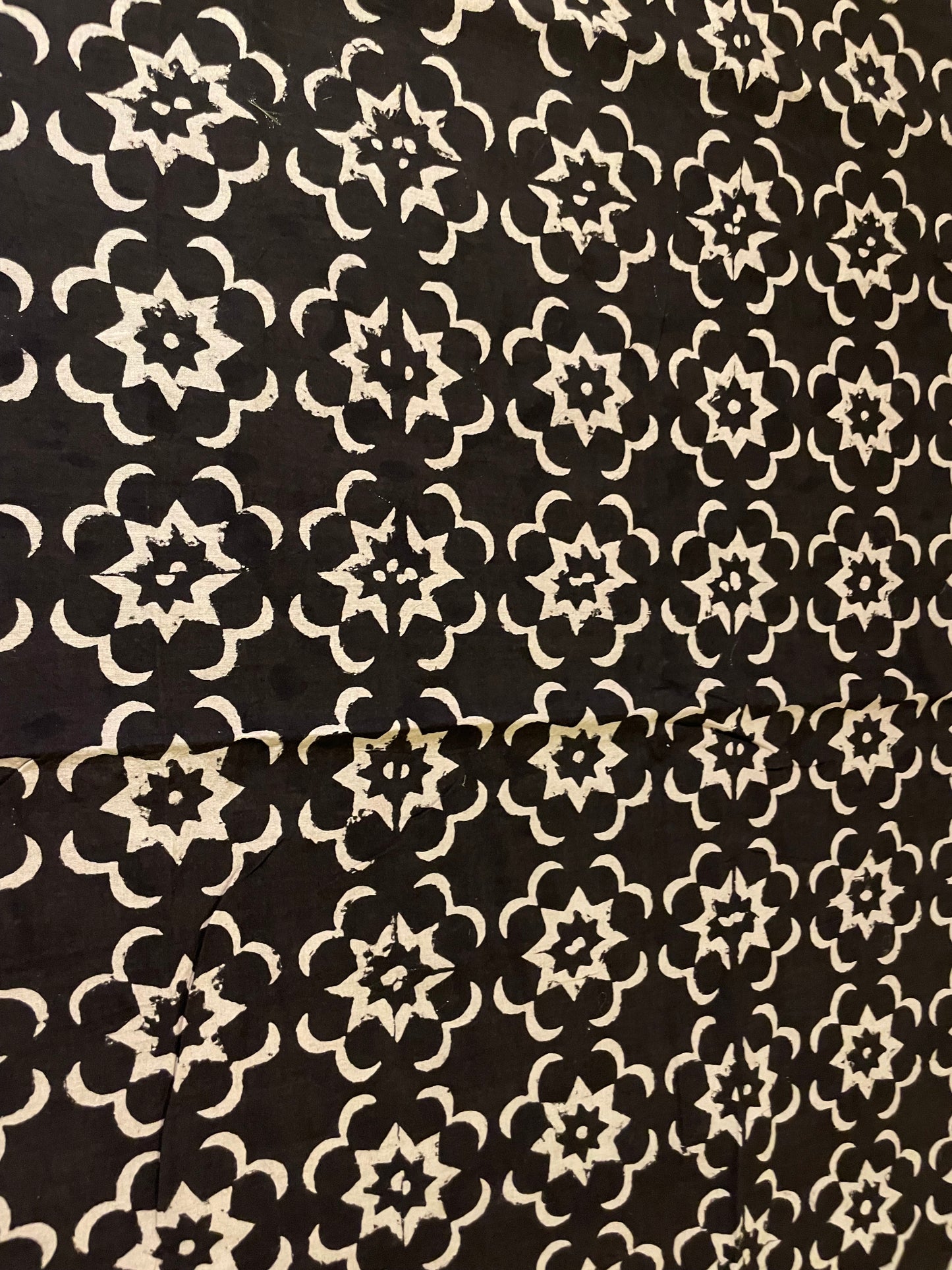 Black with Cream Star Motif Hand block Print