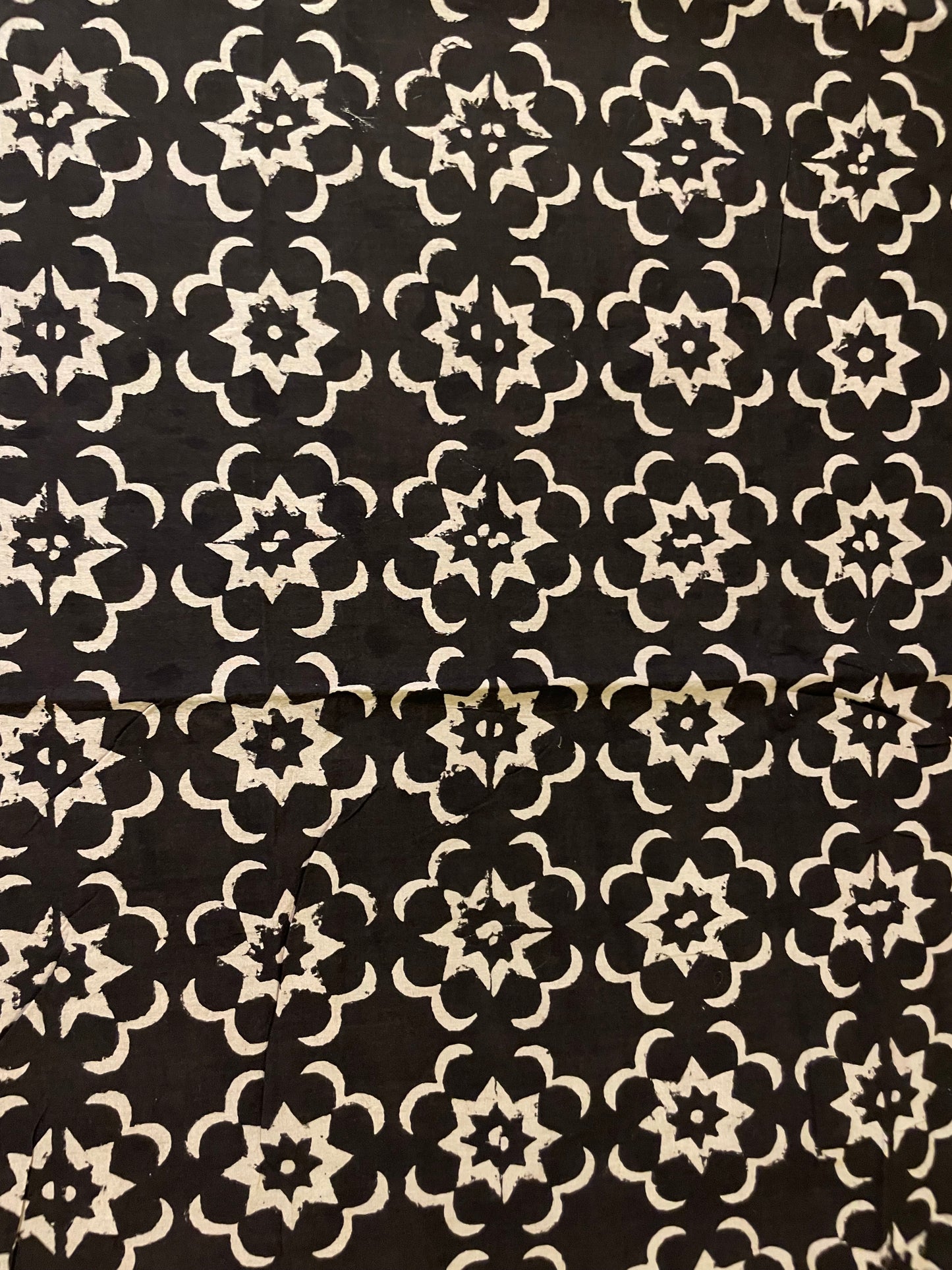 Black with Cream Star Motif Hand block Print