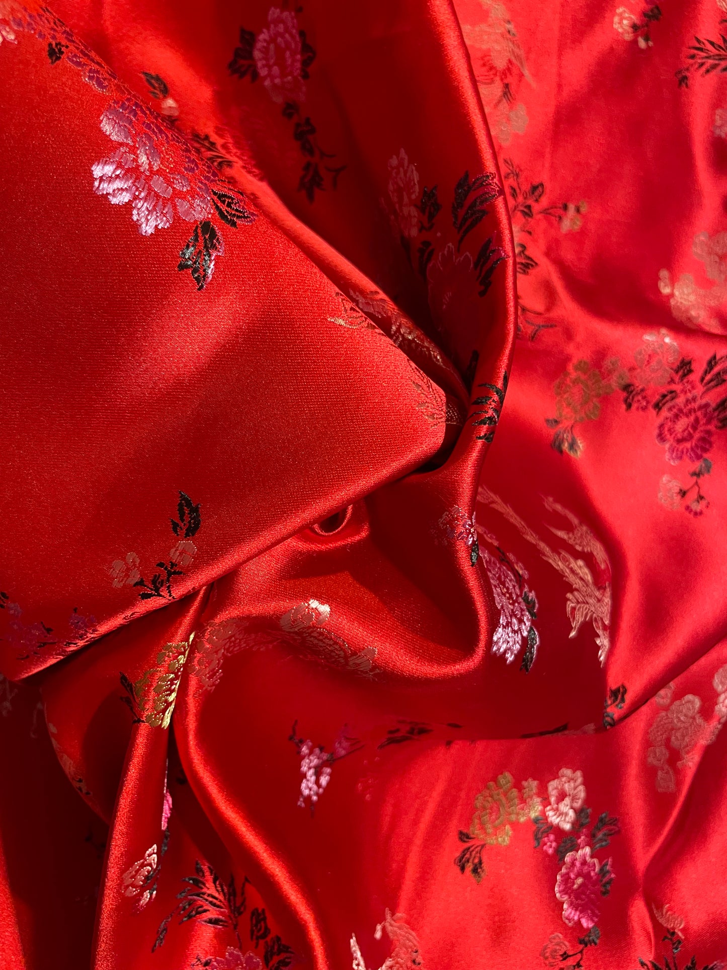 Red Chinese Floral Brocade