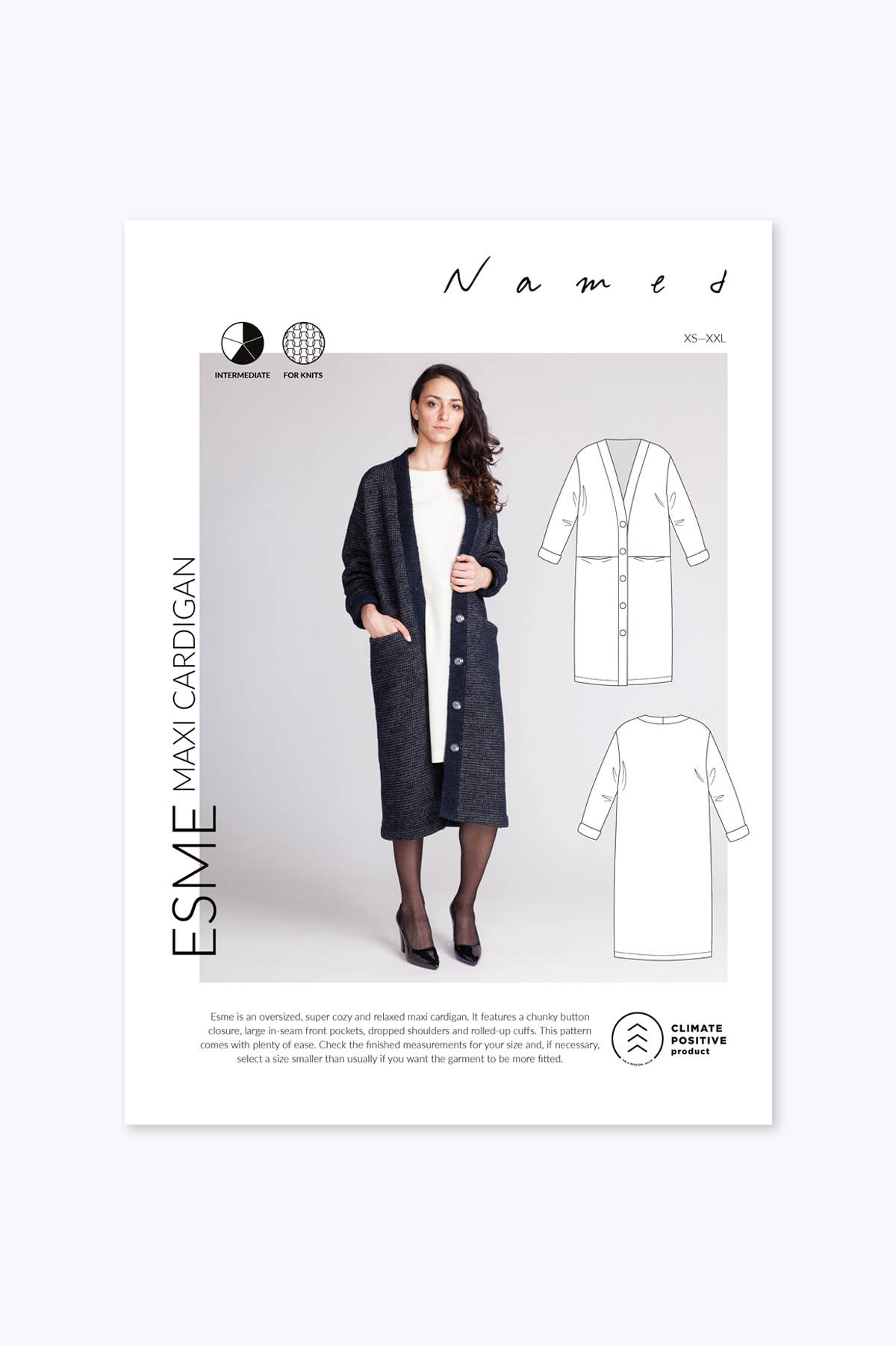 Esme Maxi Cardigan sewing pattern: Printed