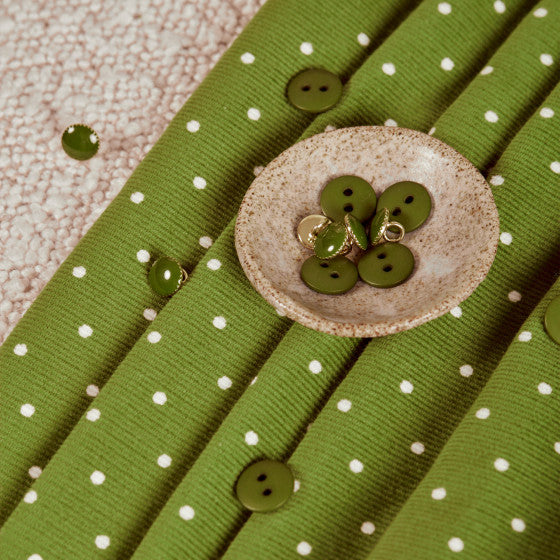 Polka Dot Fine Wale Corduroy Matcha Leaf Fabric