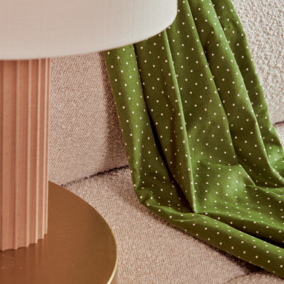 Polka Dot Fine Wale Corduroy Matcha Leaf Fabric