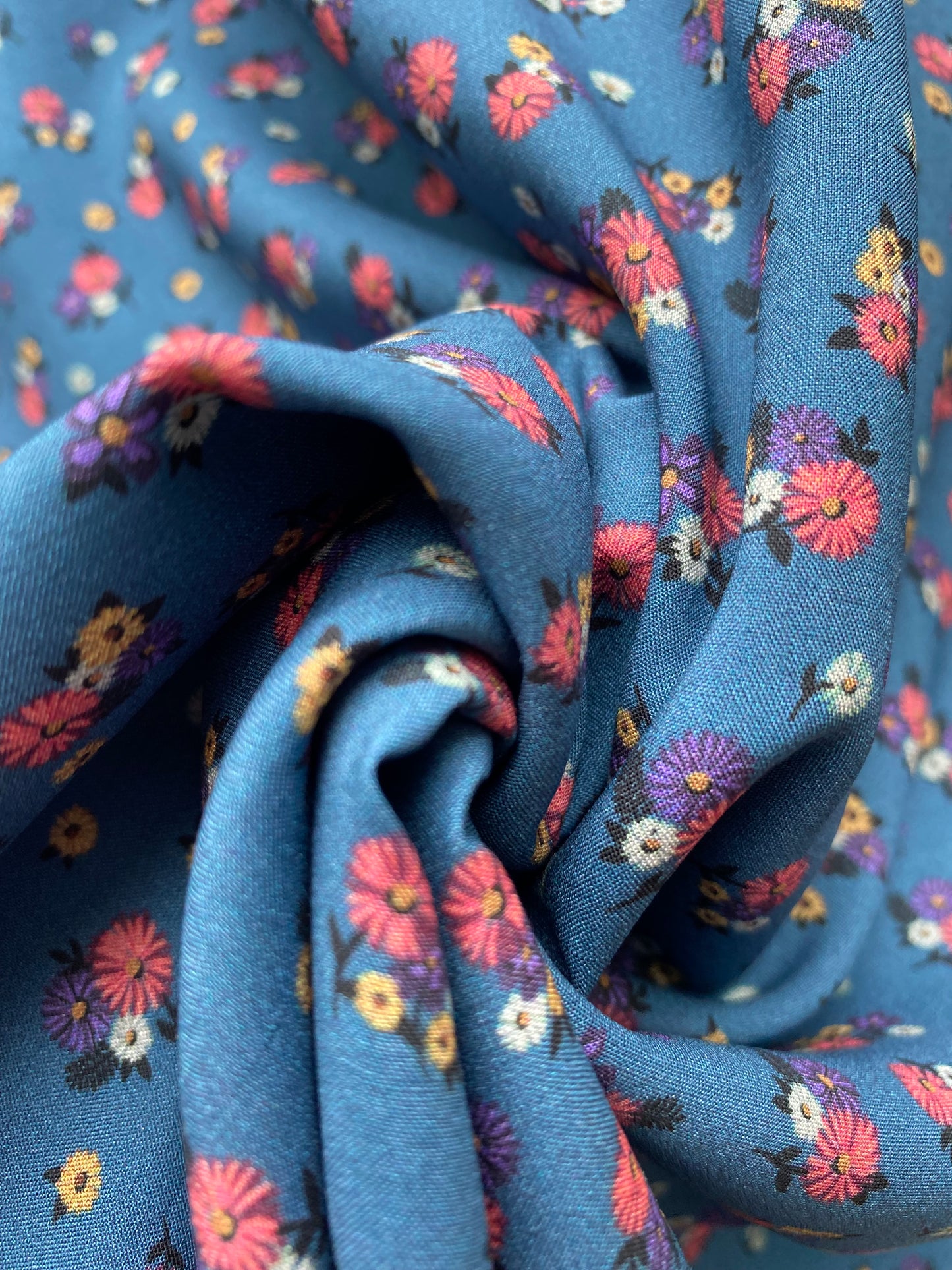 Blue Steel Floral Challis