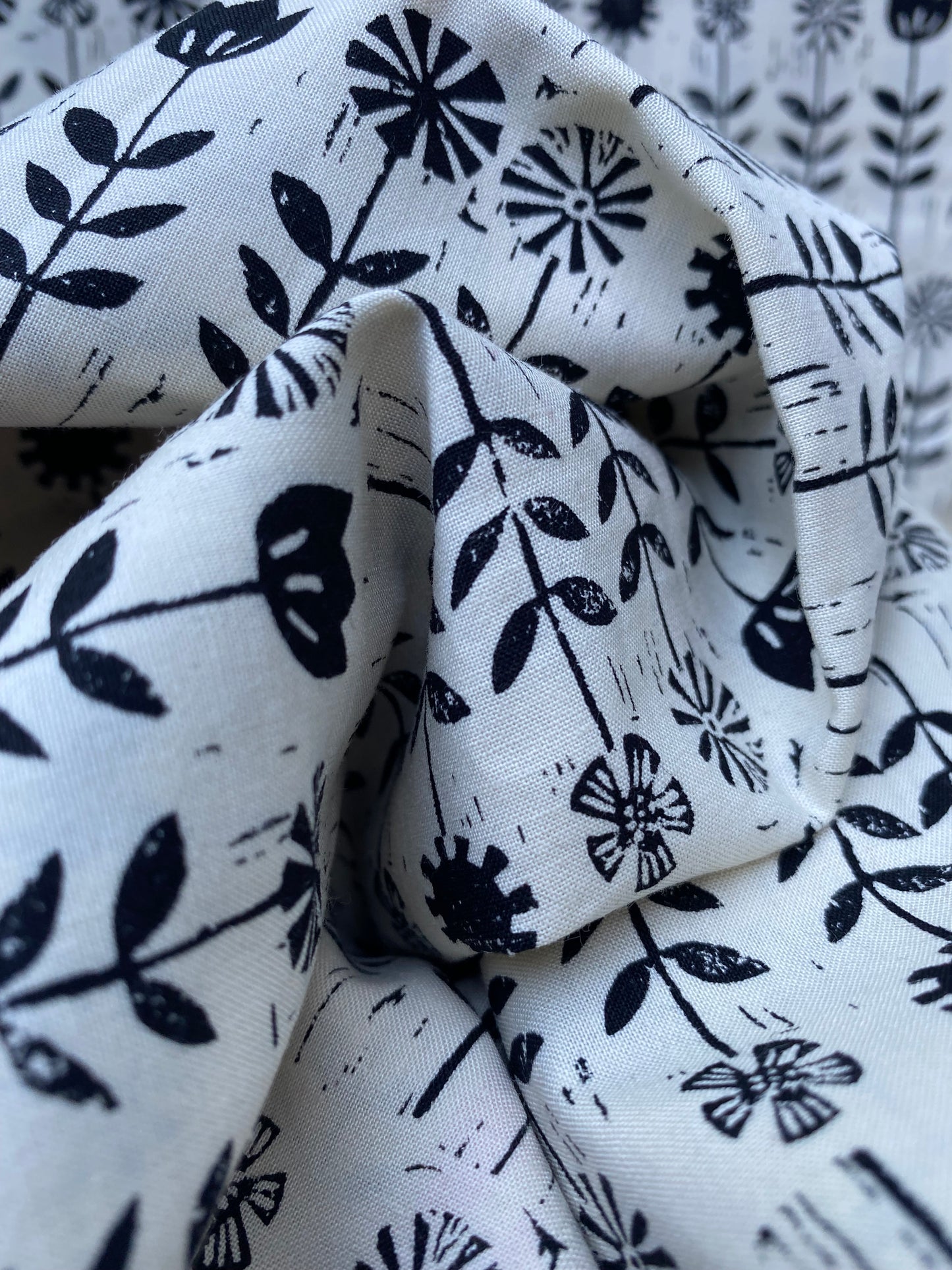 Black and White Floral Cotton